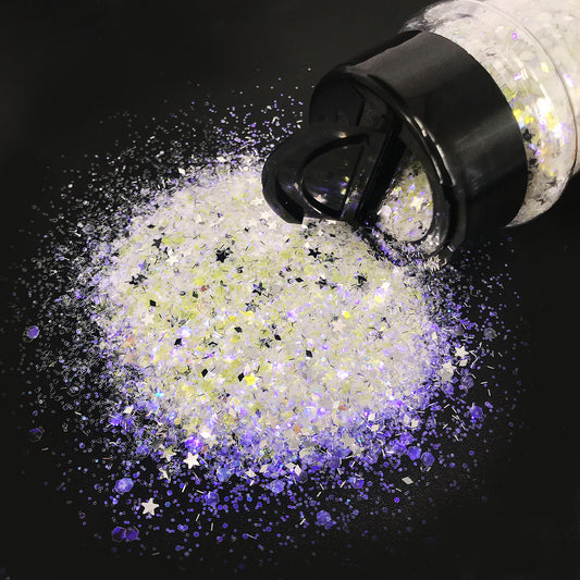 White Twinkle Star Mixed Chunky Iridescent Glitter